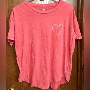 Aerie Women’s Coral Love Is Love Is Love Is Oversized Lived In Tshirt Size XS